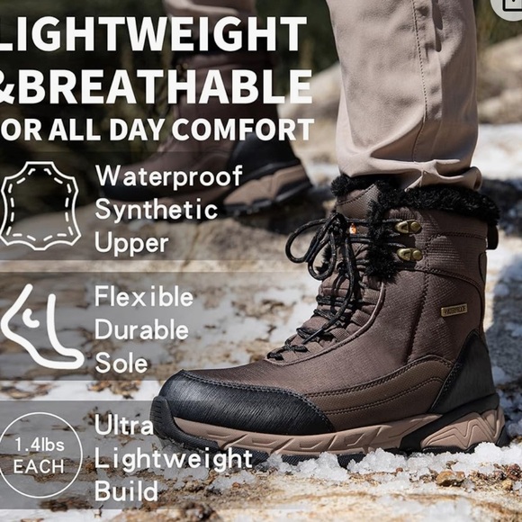 SHULOOK Men's Snow Boots Waterproof Boot Non-slip Outdoor Ankle High-top… - Picture 7 of 7